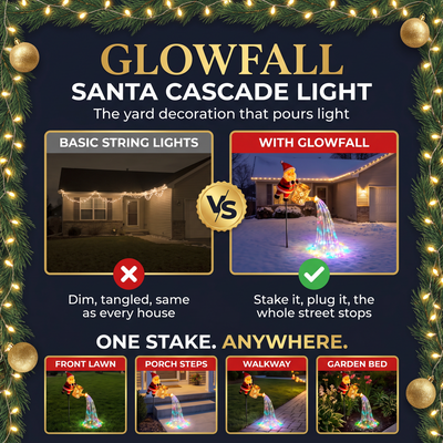 Basic string lights vs GLOWFALL, one stake anywhere