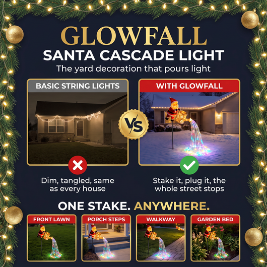 Basic string lights vs GLOWFALL, one stake anywhere