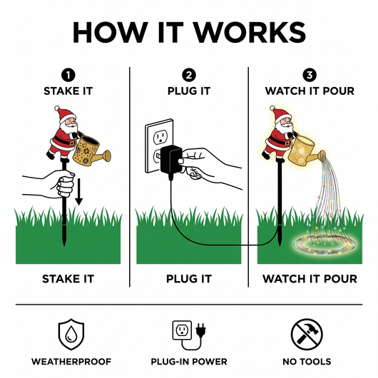 How it works: stake it, plug it, watch it pour